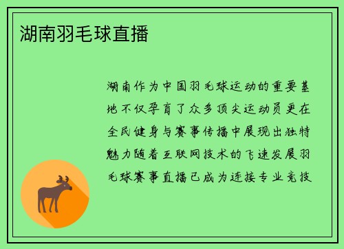 湖南羽毛球直播